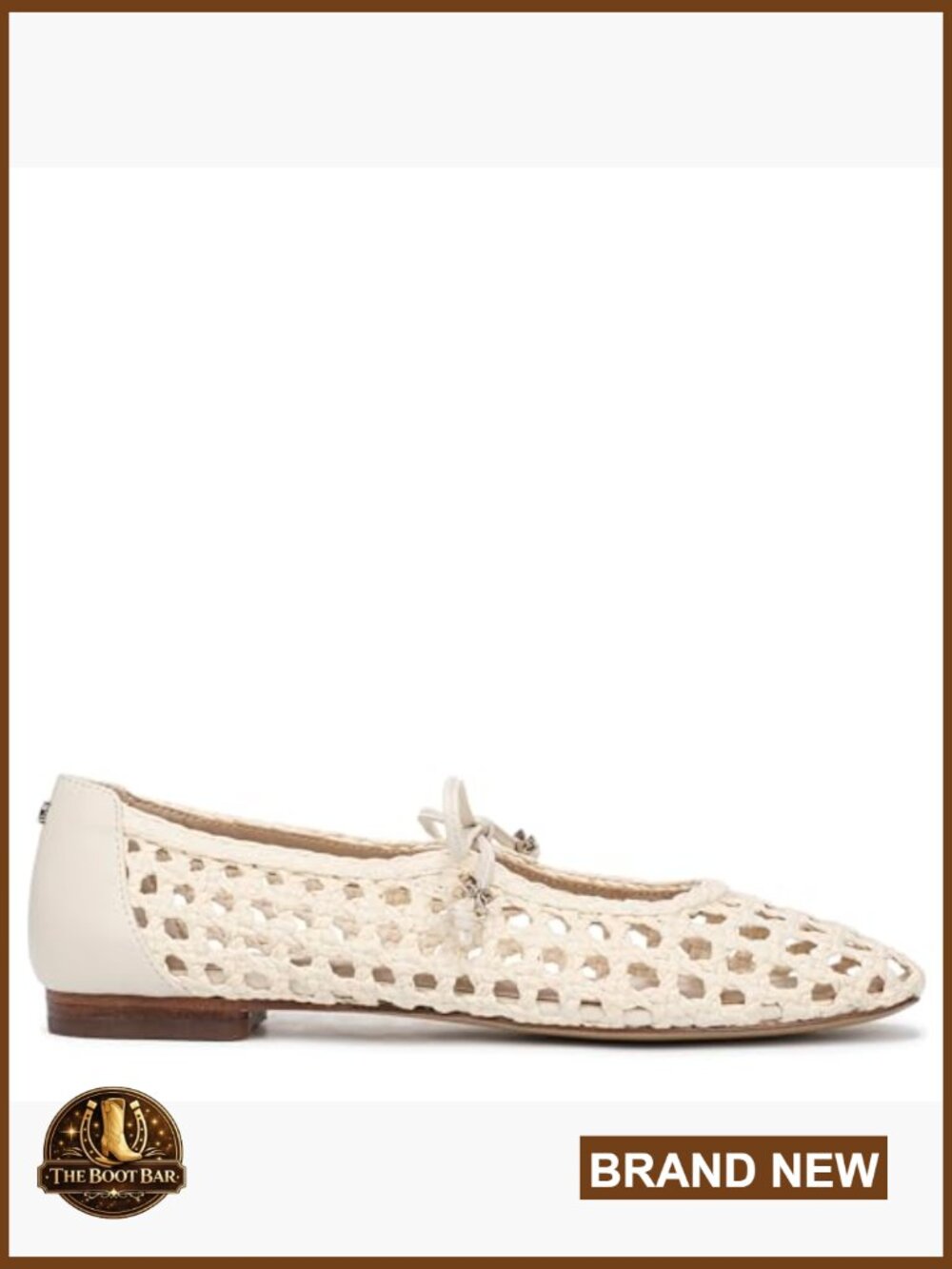 Woven Mary Jane Ballet Flats with Bow Detail Slip-On Square Toe - Picture 6 of 7